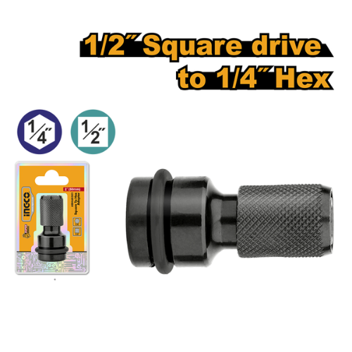 ADAPTADOR INGCO 1/2" CUADRADO A 1/4" HEXAGONAL PARA PUNTAS