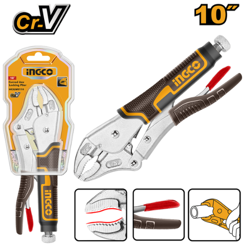 ALICATE DE PRESIÓN CURVO 10'' ACERO CROMO-VANADIO (CR-V) - NIQUELADO