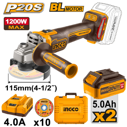 AMOLADORA A BATERIA 1200W 4 1/2" 20V P20S C/ 2X 5AH