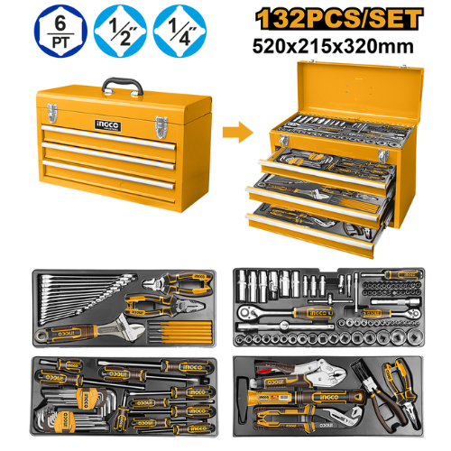 Gabinete de Herramientas INGCO 132 PCS 6 Cajones