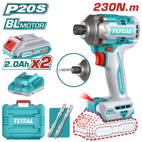 MATRACA INALÁMBRICA TOTAL 20V P20S 3/8" - 65NM - BRAZO EXTENDED + 3 CUBOS - SIN BATERÍA