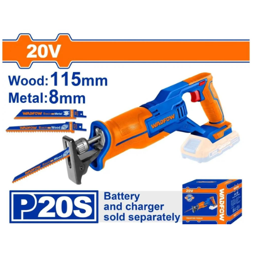 SIERRA SABLE INALÁMBRICA WADFOW 20V P20S - MADERA 115MM / METAL 8MM | SIN BATERÍA NI CARGADOR