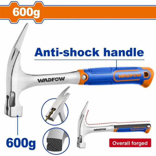 MARTILLO CARPINTERO WADFOW 600G FORJADO ENTERO UÑA MAGNÉTICA MANGO ANTISHOCK