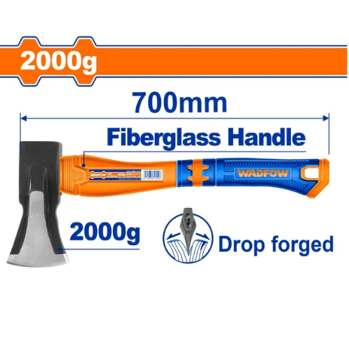 HACHA WADFOW 2000G 2KG FORJADA MANGO FIBRA DE VIDRIO 700MM PARTIDORA