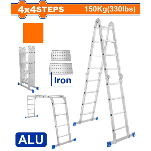 ESCALERA MULTIFUNCIONAL WADFOW ALUMINIO 4X4 PELDAÑOS CAPACIDAD 150KG