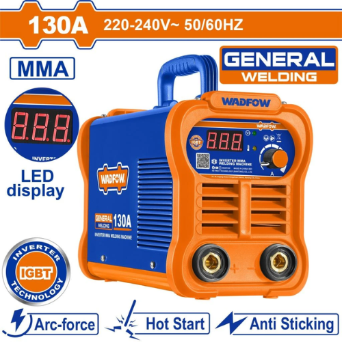 SOLDADORA INVERSORA WADFOW 130A MMA IGBT 220V DISPLAY LED