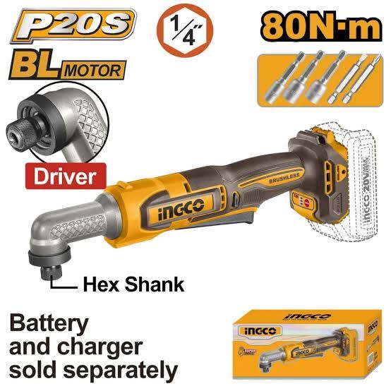 Atornillador de Impacto Angular Inalámbrico de 20V 80Nm
