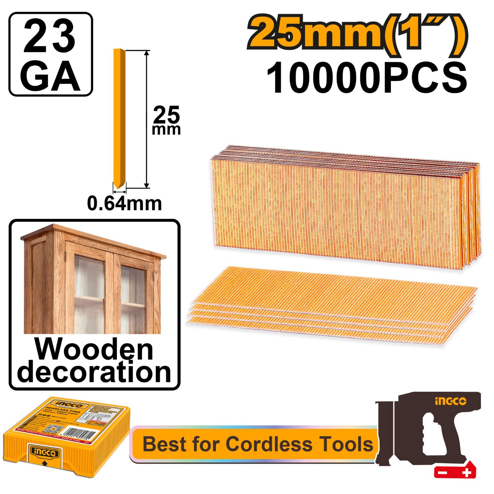 CLAVOS SIN CABEZA 25MM X 10000PCS P/CLAVADORAS