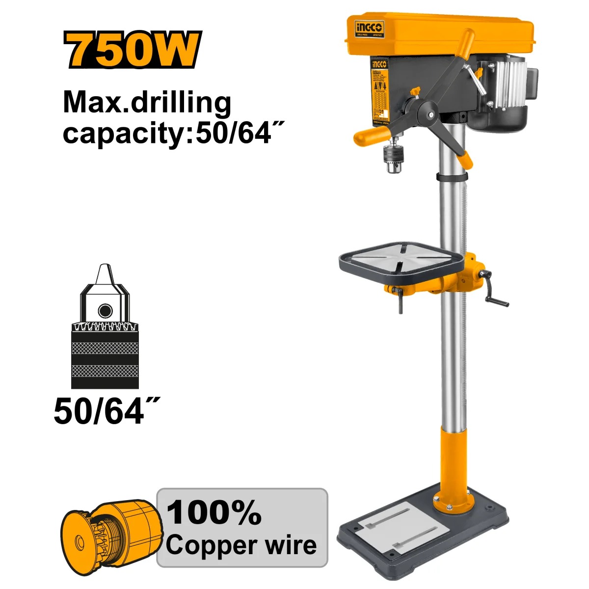Taladro De Banco 120V 750W Mandril 50/64