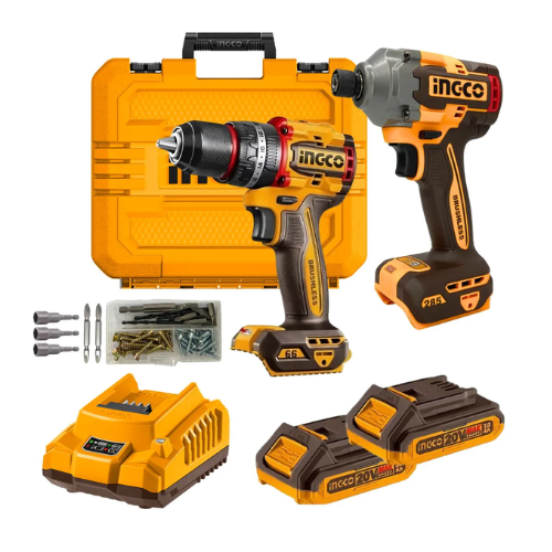 Foto adicional de COMBO INGCO P20S 20V BL MOTOR TALADRO + ATORNILLADOR IMPACTO 2 BATERÍAS 2AH